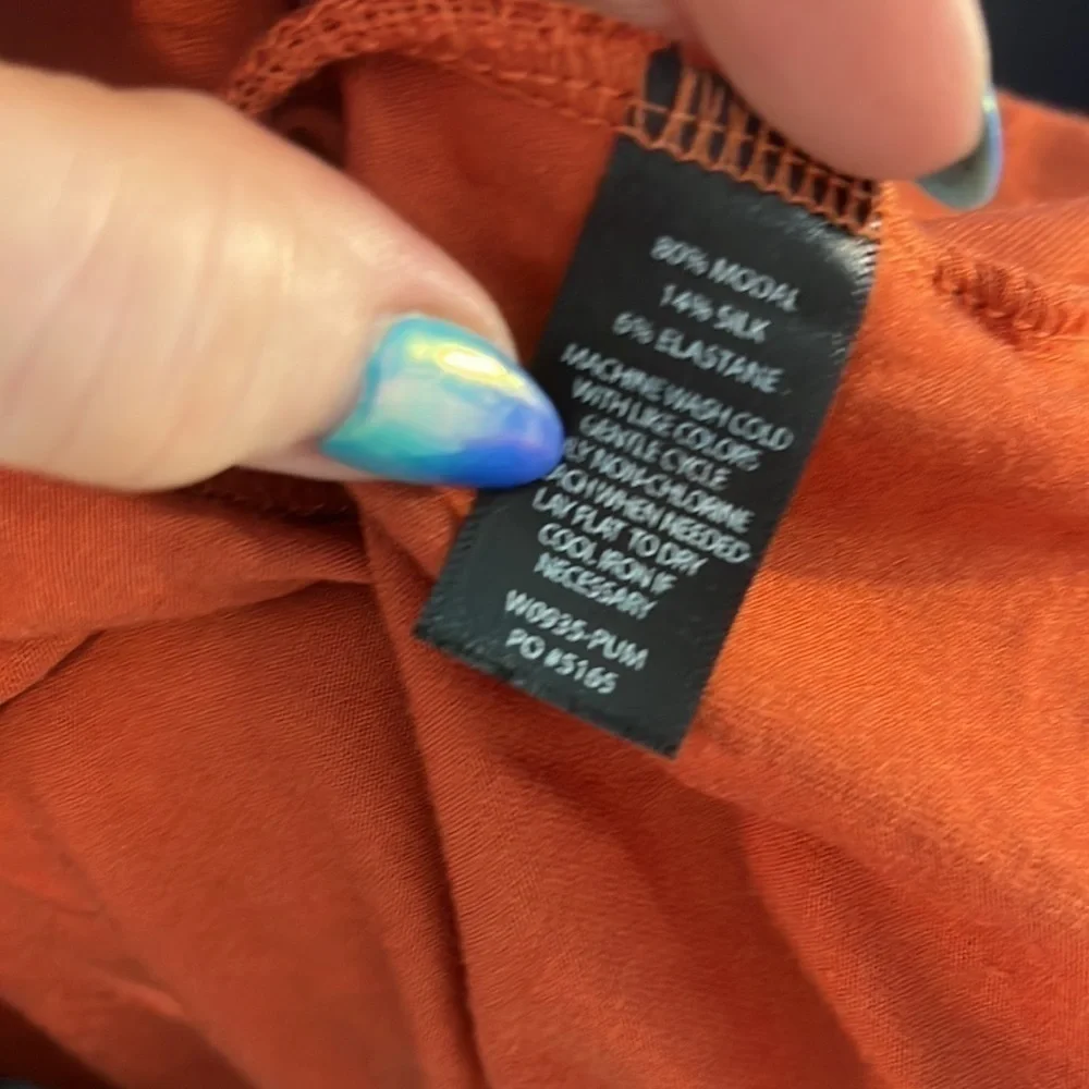 Betabrand Dress Travel Zip Pockets! Casual Long Sleeves Size Medium Pumpkin Silk